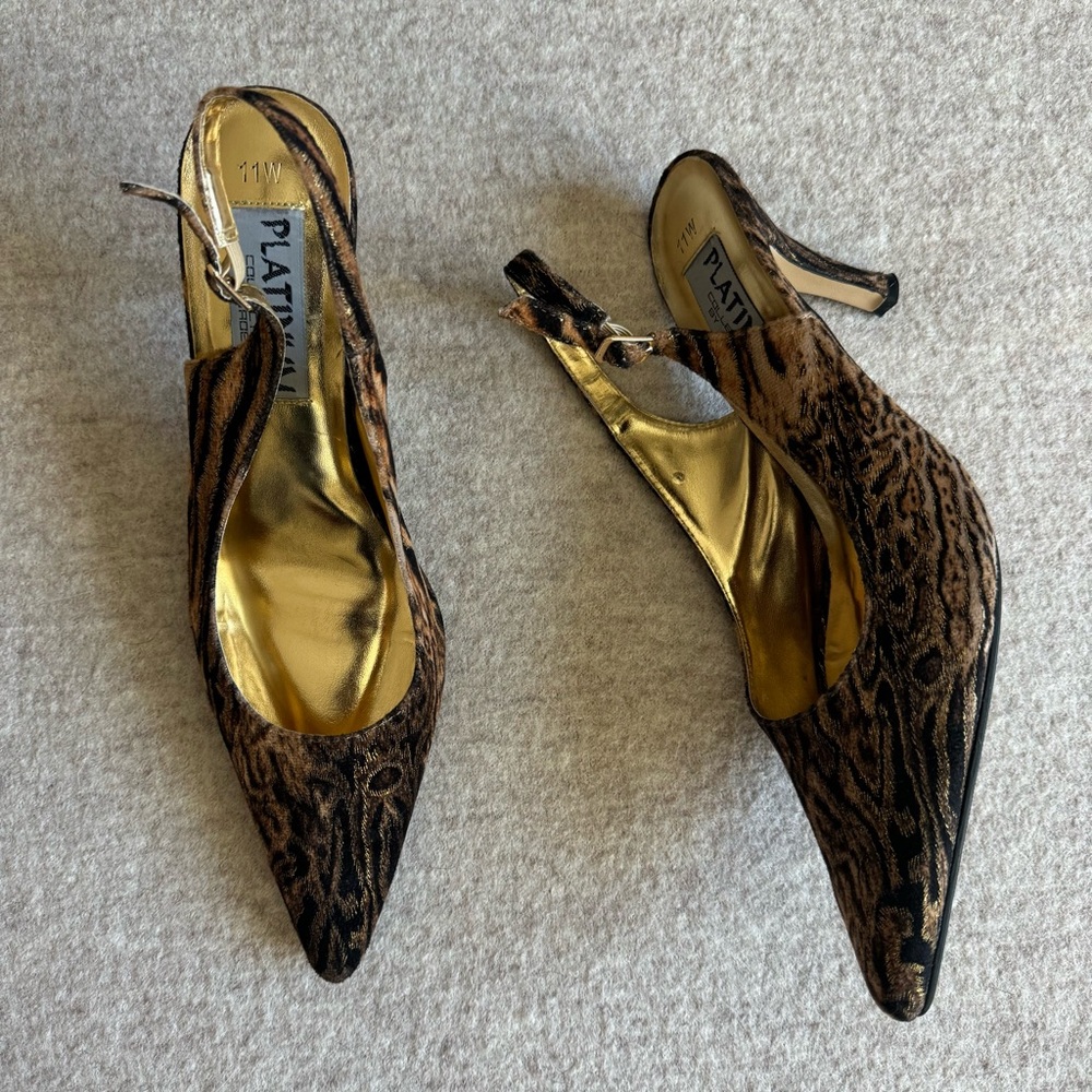 Women's Black and Gold Heels